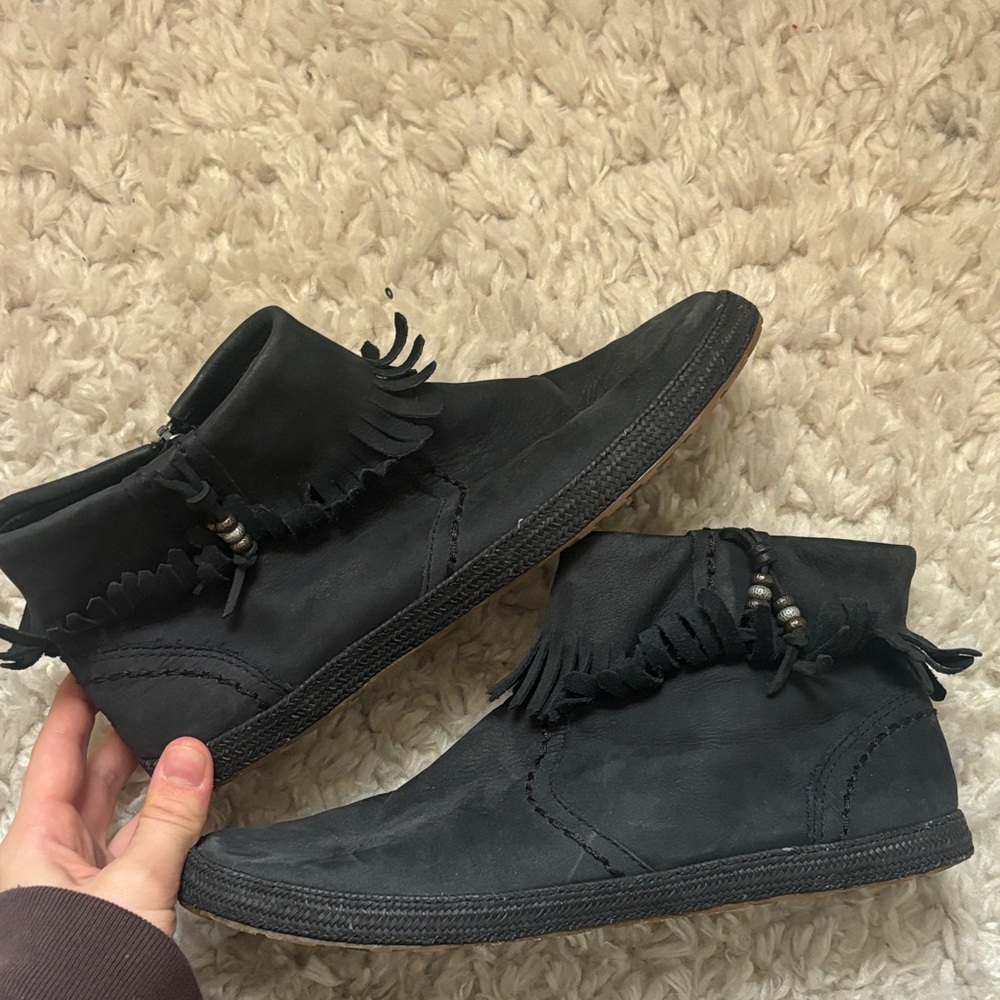 Black Fringe UGG Ankle Boots